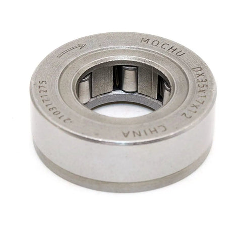 Heavy Duty One Way Needle Bearing Clutch Roller Assembly Drawn Cup Style 17X35X12MM showing metallic design and inner rollers.