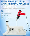 Heavy Duty 2 In 1 Shrink Wrap Machine And Heat Sealer 800W Adjustable Speed with red heat gun on sturdy iron base.