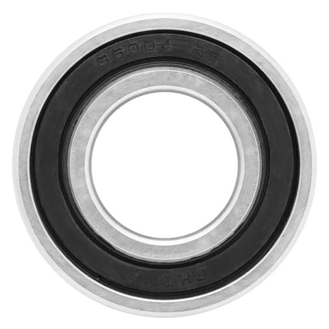 Built Tough Professional Grade Stainless Steel Deep Groove Ball Bearings S6004-2RS with double rubber seal viewed from front.
