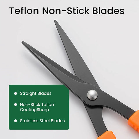 Close-up of Three Pack Trimming Scissors with Teflon Coated Non Stick Blades for Pruning Snips