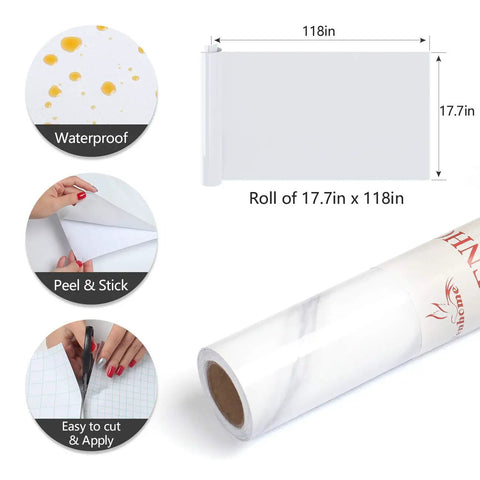 Large White Marble Contact Paper For Countertops Waterproof Self Adhesive Marble Peel And Stick Wallpaper For Kitchen