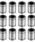 LM12UU 12mm Linear Ball Bearings with Double Side Rubber Seals, Precision Ground Linear Motion Bushings, 12 pieces