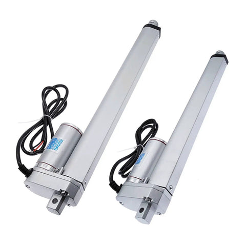 Hardcore Heavy Duty Linear Actuator Motor 12V 24V DC smooth operator with aluminum frame, two sizes, ideal for garage automation.