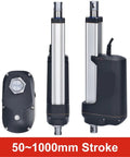 Rugged Electric Linear Actuator 24V DC Motor Stainless Steel Rod Metal Gear IP67 Waterproof Industrial Grade shown in assembly.