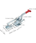 Heavy Duty Quick Release Toggle Latch Clamps Silver Galvanized Iron For Tool Box And Draw Chest With 2183lbs Holding Capacity Weatherproof Pull Latch shown with dimensions.