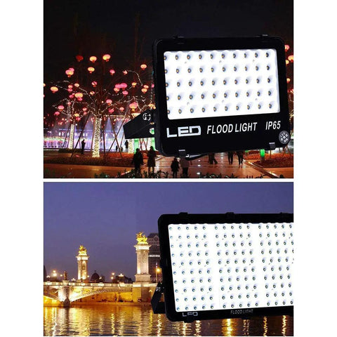 JUDYSSY Home Floodlight, Led Honeycomb Bright High Power IP66 Waterproof Outdoor Light, illuminated at night in park setting.
