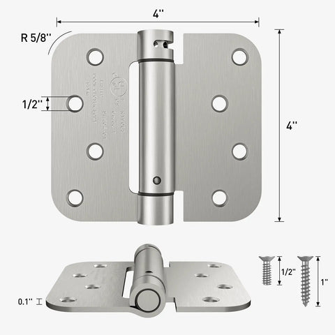 Top Shelf 4 Pack Self Closing Door Hinges With Adjustable Spring Tension No Sweat Setup Slick Brushed Nickel Finish 4 inch size