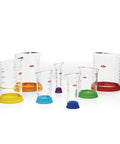 Go-To Nesting Measuring Beaker Set 7 Pieces Multicolored Kitchen Must-Have, flat bases, easy pour spouts, stackable design