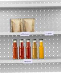 Heavy Duty PVC Wire Shelf Label Holders 30 Pack Clear Display Fronts on retail shelf with price tags for beverages.