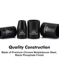 19 Piece 1/2 Inch Drive Impact Socket Set SAE Shallow Range 3/8 To 1-1/2 Inch Cr-Mo Alloy Steel Radius Corner Design Heavy Duty Gear