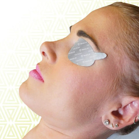 Game Changing Disposable Laser Eye Shields on a patient, providing eye protection with a pressure sensitive fit.