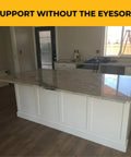 Heavy Duty Countertop Support Bracket Hidden Ladder Brace For Granite And Quartz Black Powder Coated Steel Kicker Free No Hassle Setup Rock Solid Overhang Support Hardware For Smooth Kitchen Reno Job 24 Inches Long on modern kitchen island.