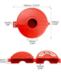 Gate Valve Lockout For Two And A Quarter To Five Inch Valves Red Lockout Device Made From Non Conductive Plastic Surrounds Water Spigot Faucet Knob Padlock Up To Three Eighths Inch Shackle Compatibility And Impact Resistant dimensions