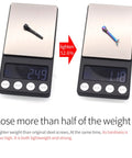 Rock Solid Titanium Disc Brake Bolts For Bikes shown on scale weighing 2.49g versus 1.18g for lightweight comparison.