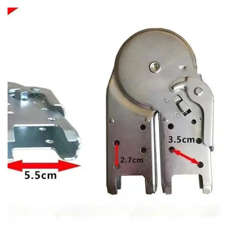 Badass Aluminum Locking Joint Hinge For Folding Ladders With Adjustable Angle Positioning And Secure Multifunction Buckle For Top Shelf Construction And Diy Work, showing dimensions 5.5cm, 3.5cm, and 2.7cm.