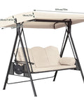 Weatherproof 75 By 47 Inch Universal 3 Seat Swing Canopy Replacement Top Cover For Outdoor Patio Garden Beige Top Only, Waterproof Shade, Easy Fit For Most Three Seat Porch Swings, Refresh Your Outdoor Space