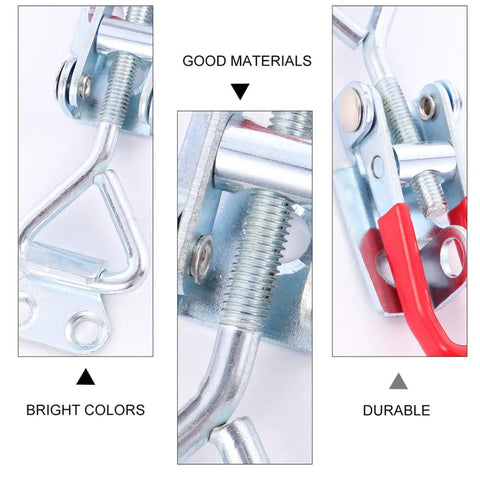 Detailed view of Two Pack Adjustable Quick Release Toggle Latch Clamp With Lock Hole For Cabinets And Boxes showing galvanized steel design.