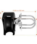 Heavy Duty Sliding Gate Kit With Four Rock Solid Nylon Rollers, U Shaped Track, and Rust Proof Brackets close-up view.
