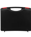 Badass Low Profile Plastic Toolbox With Tight Fitting Lid and Ergonomic Handle, black exterior, lightweight storage solution.