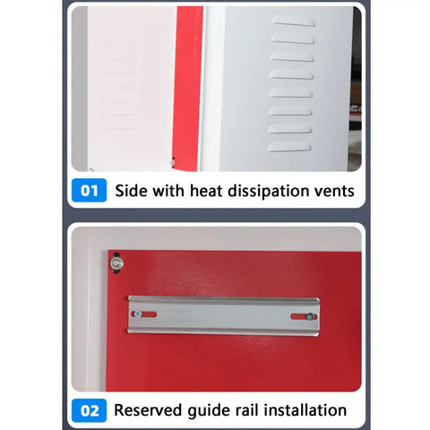 Rock Solid Outdoor Ev Charger Enclosure Lock Box Galvanized Steel Cover showing heat dissipation vents and guide rail installation.