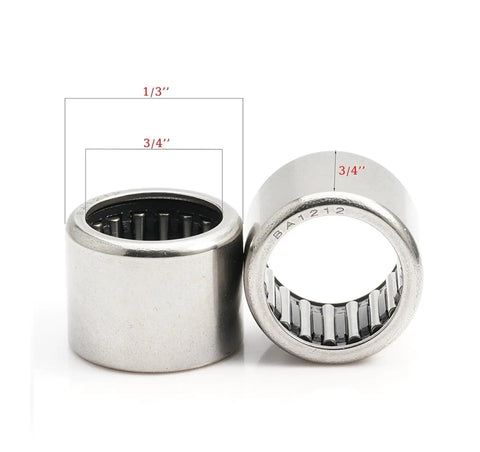 Rock Solid Spherical Rod End Bearings Featuring Tough Rubber Seal For Hassle Free Install And Silky Smooth Operation Needle Roller Kit 5Pc Set SCE1212 19 05 X 25 4 X 19 05 Mm, two metal needle roller bearings with dimensions.