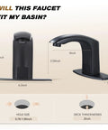 Touchless Sensor Bathroom Sink Faucet No Touch Hands Free Operation With Automatic Water Flow Includes Hole Cover Plate
