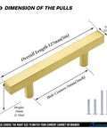 Big Time Upgrade Slick Brushed Gold Drawer Pulls 25 Pack Square T Bar Cabinet Handles For Kitchen And Closet Cupboards 3 Inch Hole Center dimensions and measurements