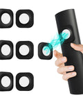 Six Pack Magnetic Remote Holder Wall Mount With Self Adhesive Silicone Wrap Dual N52 Magnets for TV Fan AC Remotes shown in use