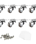 0.5 Inch Mini Swivel Caster Wheels With Self Adhesive Plate Low Profile Rubber Casters For Furniture And Small Kitchen Appliances Lightweight Projects 8 Pack Each Set Of 4 Supports Up To 55 Lbs, shown with screws and adhesive pads.