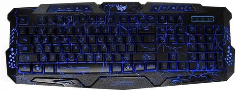 Legit Top Shelf Gaming Keyboard And Mouse Combo Featuring Kickass RGB Backlit Mechanical Switches And Smooth Plug In Usb Layout For Pc And Laptop Quiet Typing Beast Mode Ready - RGB keyboard with electric blue design.