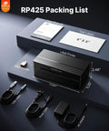 Wireless Bluetooth 4x6 Thermal Shipping Label Printer with cables, adapter, user manual, and test labels included in packaging.