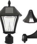 Baytown II Outdoor Solar Light Kit With 3 Inch Pole Pier And Wall Mounts Lamp Only Bright White LED Black Finish Dusk To Dawn Auto Charge And Easy Solar DIY Install showing lamp and mounts