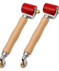 Top Shelf 2 In 1 Seam Roller Kit Featuring A Smooth 40Mm Silicone Roller And Slick 6Mm Brass Penny Wheel For Rock Solid Pvc Tpo Epdm Single Ply Roofing Vinyl Tarp Sealing No Sweat, showcasing two seam rollers with wooden handles.
