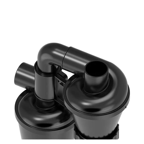 Pro Grade Dual Filtration Cyclone Dust Collector With Turbocharged Woodworking Filter connection hoses and canister design.