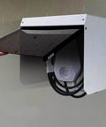 Built Like A Tank EV Charger Cover With Magnetic Wall Mount durable acrylic housing protecting electric vehicle charger from rain.