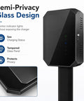Tough As Nails Galvanized Steel EV Charger Lock Box With Outdoor Pedestal Stand, Hella Weatherproof And Well Vented Cover For Reliable Electric Vehicle Storage And Neat Cord Wrangling, semi-privacy glass design.