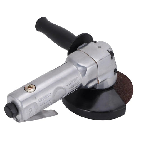 Heavy Duty 4 Inch Pneumatic Angle Grinder And Polisher Sander With 11000 Rpm Air Powered Motor showing aluminum body and grinding disc.