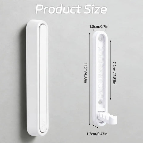 Dang Sturdy Fold Down Coat Hooks For Walls Two Pack Zinc Alloy Wall Mounted Hanger Organizer Rack Heavy Duty white display with dimensions.