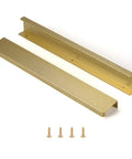 Heavy Duty Edge Finger Tab Pulls For Kitchen Cabinets Concealed Aluminum Drawer Handles Brushed Brass Finish 10 Pack with screws