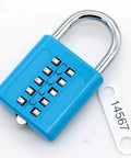 10 Dial Button Combination Padlock With 5 Position Locking Mechanism, blue padlock with keypad and security tag