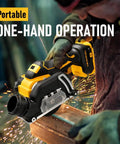 Badass 3 Inch Cordless Circular Saw Compatible With 20 Volt Batteries used for one-hand operation on wood with sparks.