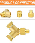 Brass Pipe Fitting Tee Y Adapter Three Way With One Male Branch And Two Female NPT Ports One Eighth Inch Size For DIYers Plumbing Projects