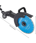 Heavy Duty Electric Concrete Saw Cutter With 3000 Watt Motor And Rugged Ab Diamond Blade, showing 62cm long and 39cm wide.