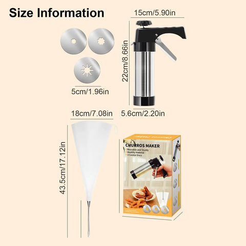 Stainless Steel Churro Press For Home And Commercial Kitchens Easy To Use Churro Maker Pro Grade Game Changing Dough Extruder