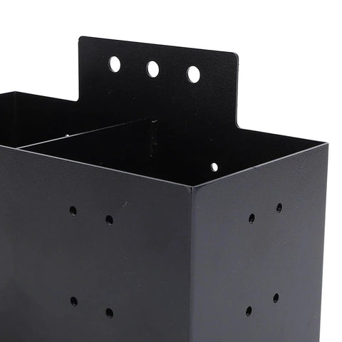 Universal Heavy Duty Detachable Storage Bin With Quick Release Rail Slides For RV Camper Trailer Pickup And Boat showing black metal toolbox design.