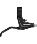 Side view of black Alivio BL-T4000 V-Brake Lever Set with W/T Type Cable, aluminum build for mountain bikes, long pull action.