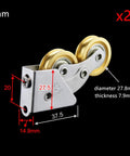 Slick Heavy Duty Sliding Cabinet Pulleys for Pantry Cupboards and Closet Doors, featuring two bulletproof double wheel rollers.