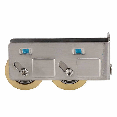 Heavy Duty Double Copper Wheel Stainless Steel Sliding Door Roller Smooth Glide Window Track Pulley side view with brass wheels