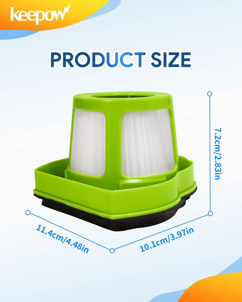 Pet Hair Eraser Vacuum Filter Replacement For Bissell 1782 Cordless Hand And Car Vacuum size dimensions shown
