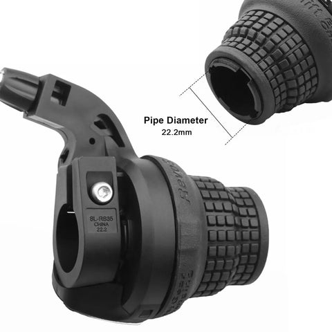 Right Hand Shift Lever For 3 To 7 Speed Bicycles With Twist Grip Gear Shifter SL RS35, 22.2mm diameter, close-up view
